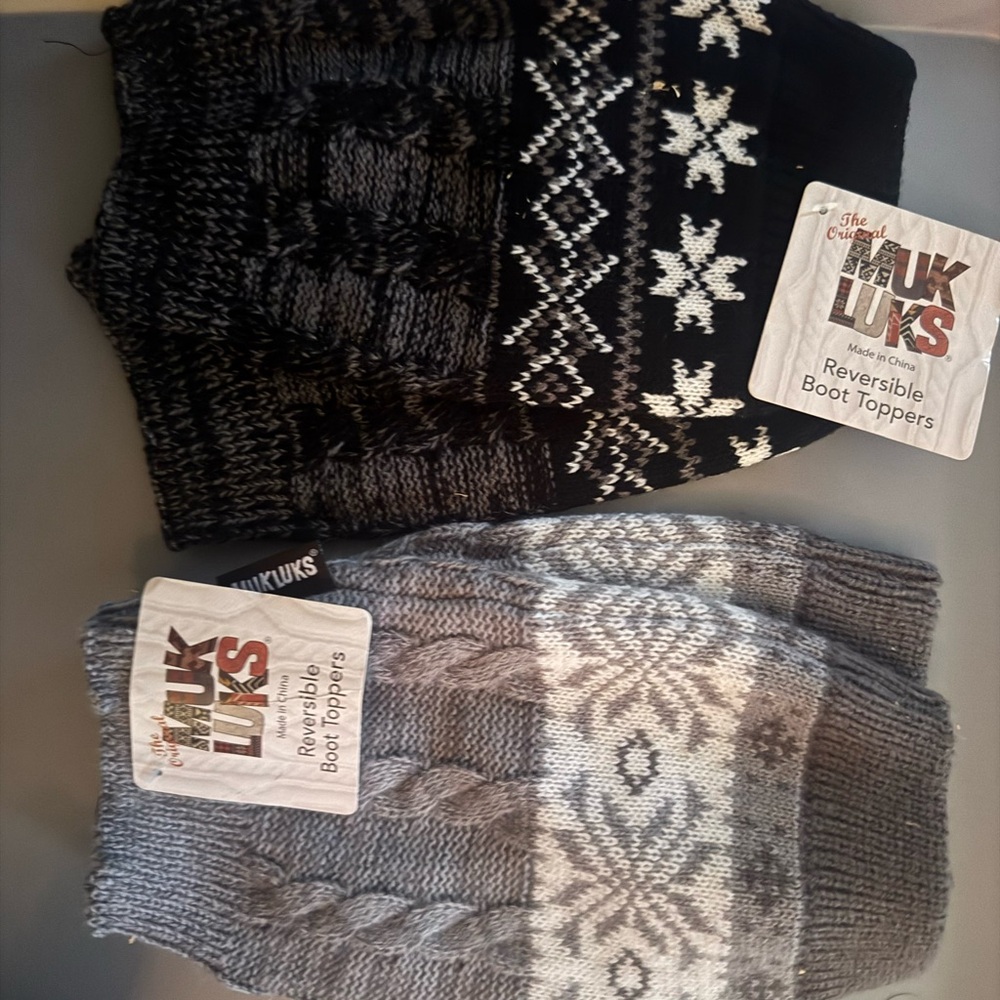 Muk Luks Reversible Boot Toppers - Black and White